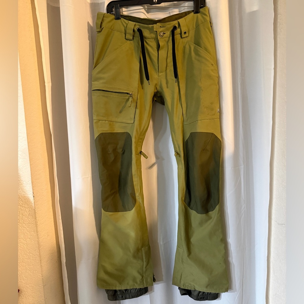 Burton Snowboard Ski Pants Green Insulated Slim Fit Performance Size S
